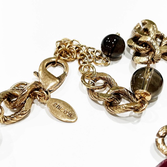 NEW Chico's Burgundy Stone & Link Necklace - Picture 8 of 8